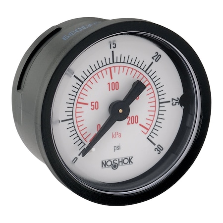 NOSHOK Pressure Gauge, 2" ABS Case, Copper Alloy Internals, 100 psi/kPa, 1/4 NPT Bottom Conn 20-100-100-psi/kPa